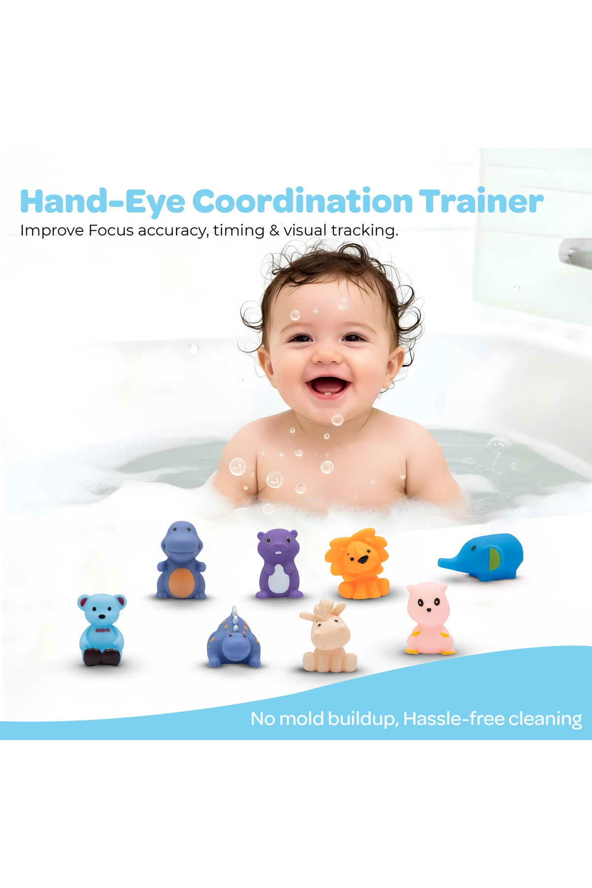 Moon  Splash and Play Baby Bath Toys with Squeaker for Toddlers -Pack of 8