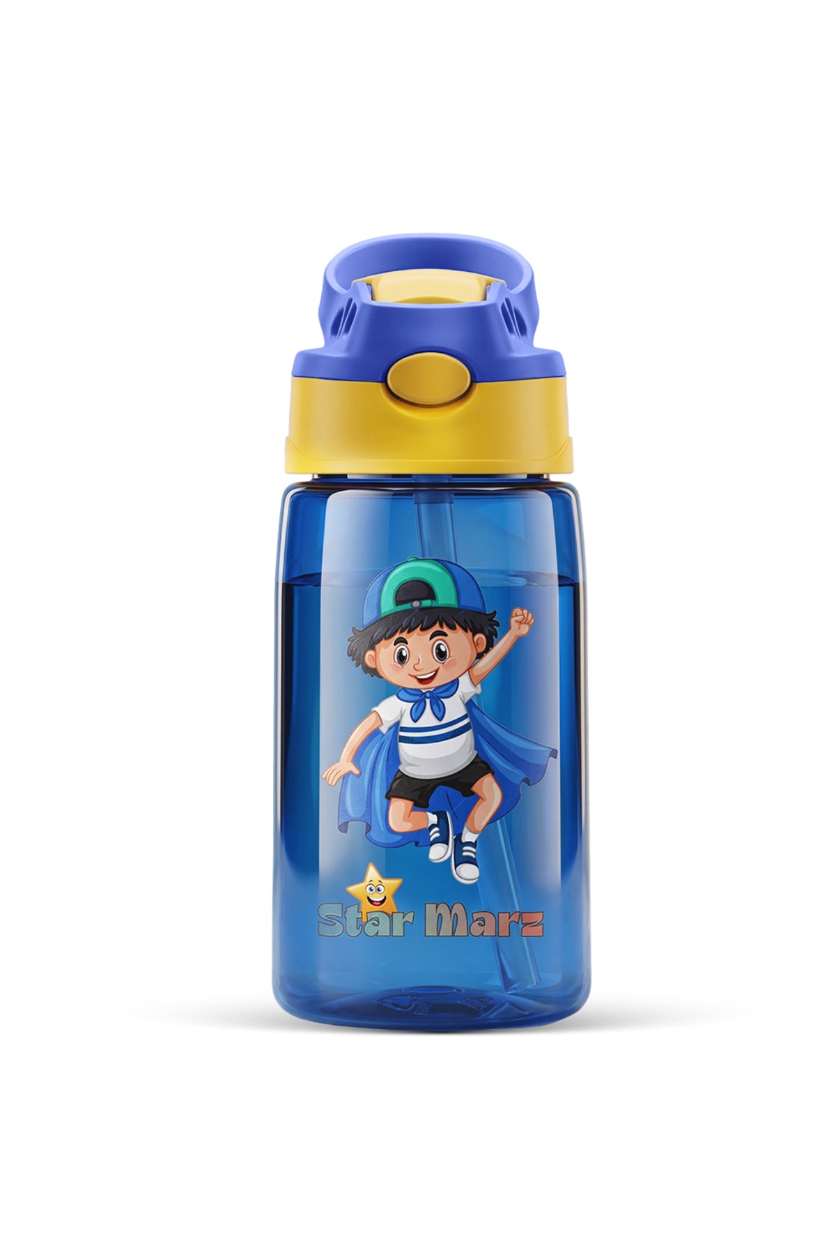StarMarz Kids Sipper Water Bottle – Anti-Leak Cartoon Design For Girls – 480 Ml – Blue