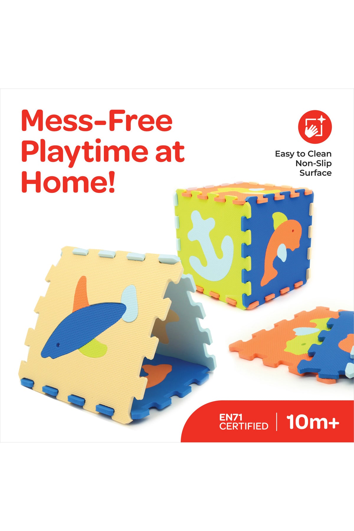 MOON Kids Puzzle Activity Floor Mat -  9PCS W/BORDERS - OCEAN WORLD