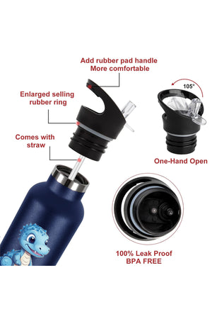 Star Babies - Stainless Steel Bottle & Food Jar + 2 Fruit Picks + Fork-Spoon Set_Dino