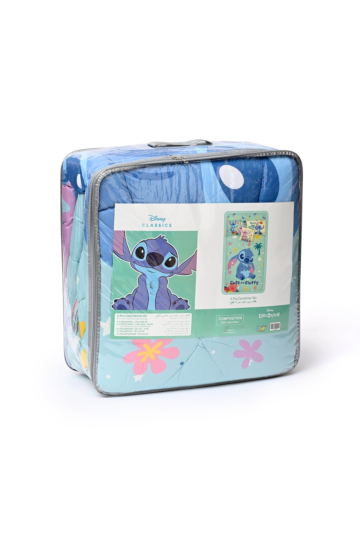 Lilo & Stitch 5-Piece Comforter Set, Brushed Microfiber, Polyester Shell, – Blue