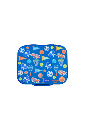 Bamboo Bark Stainless Steel Leak-Proof Bento Lunch Box for Kids, Girls & Boys – Multi-Compartment BPA-Free Lunch Box with PP Base, Sports Print, Perfect for School, Work & Travel