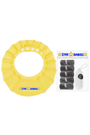 Star Babies Adjustable Shower Cap With Scented Bag With Dispenser Yellow & Black - 7 Pieces