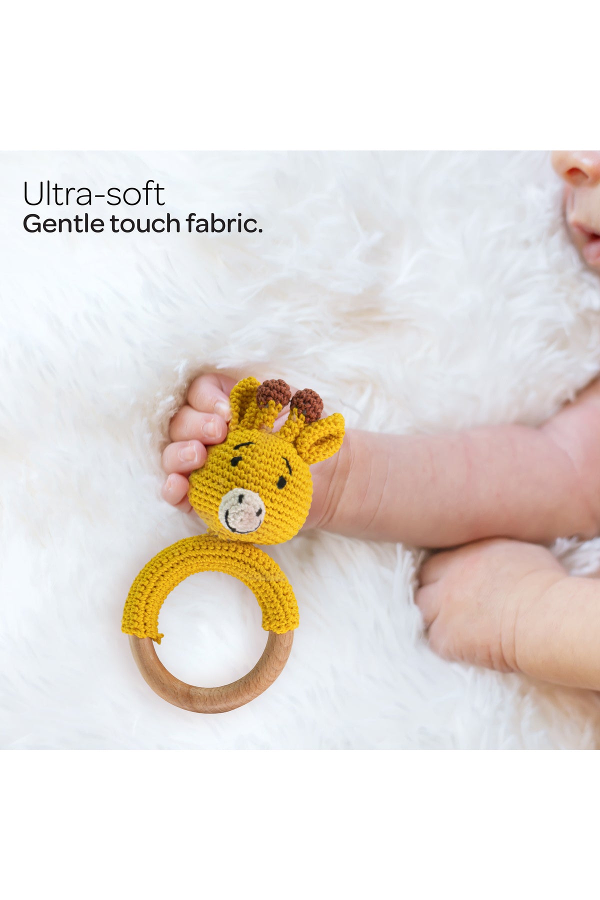 MOON Handcrafted Crochet Ring Rattle Toy-Giraffe