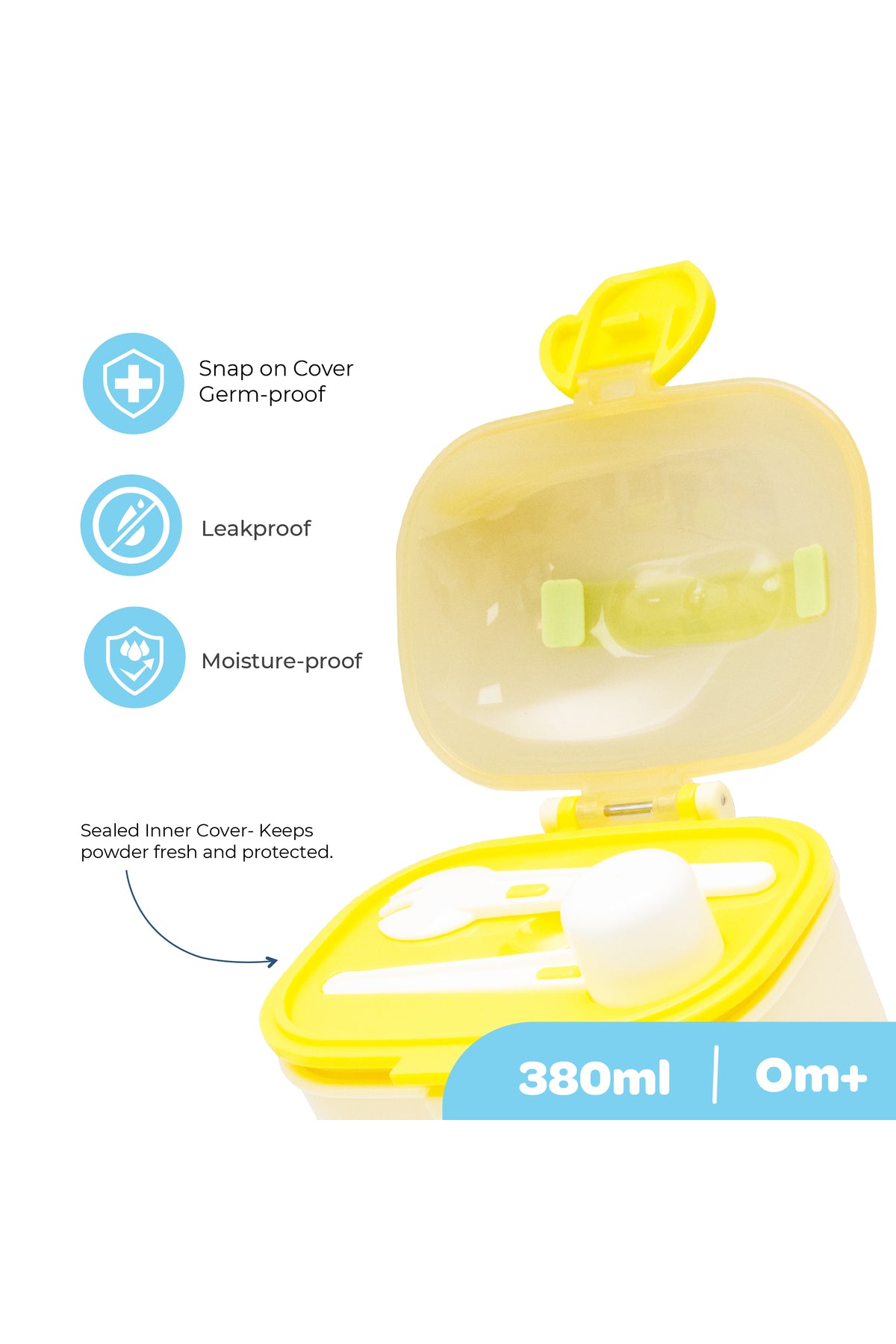 Moon  Baby Milk Powder Storage Box – Portable Formula Dispenser Container with Scoop & Fork-Yellow