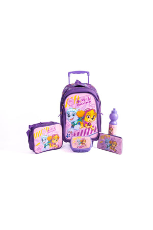 Paw Patrol 18" Trolley Bag Set With Lunch Bag, Pencil Case, Water Bottle & Lunch Box – Multicolor