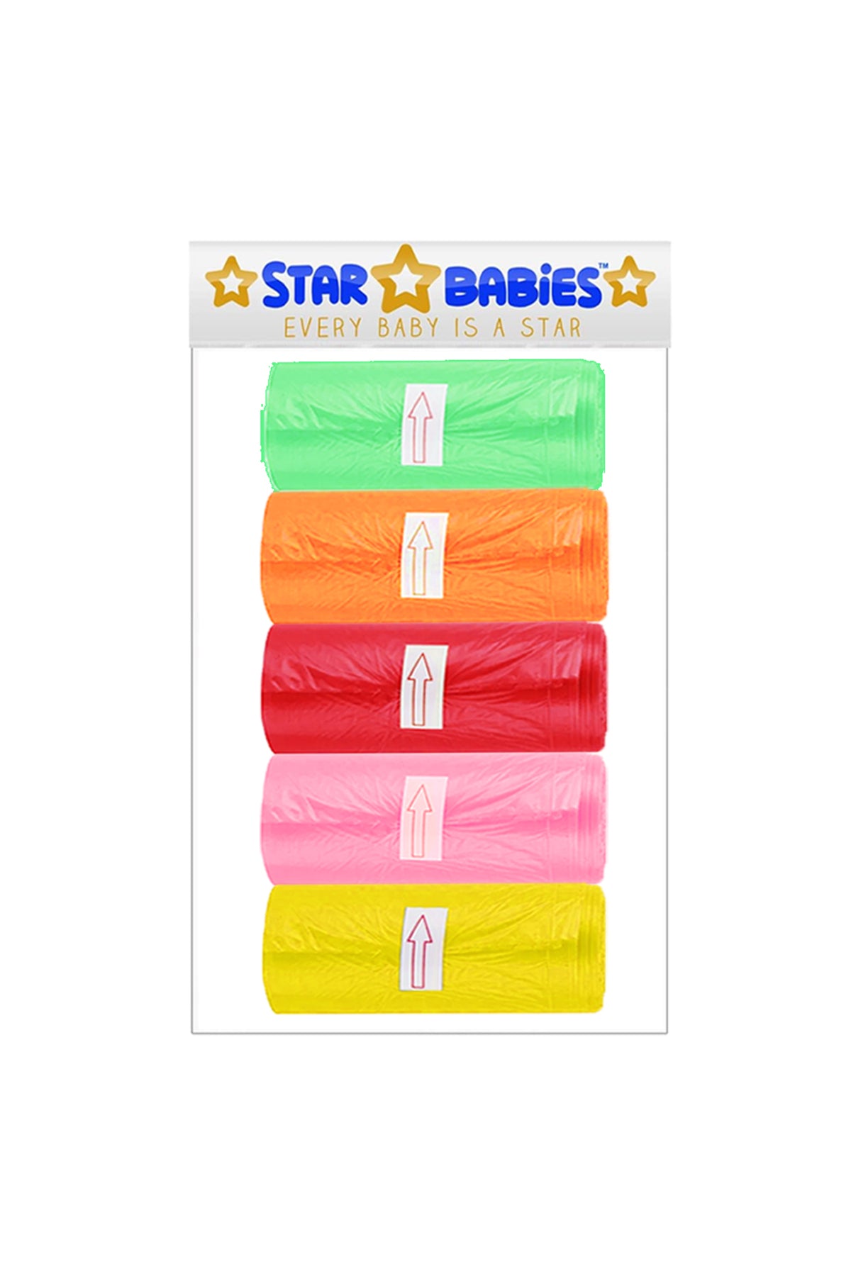 Star Babies Scented Bags  Odor Neutralizing  Leak-Proof  Compact Roll  0 Months   22 x 32 cm  Multicolor  Pack of 5 Rolls - 75 Pieces