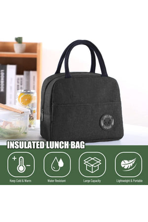 Star Babies Insulated Mini Lunch Bag with 5 Compartment Lunch Box and Fork-Spoon Set- Black