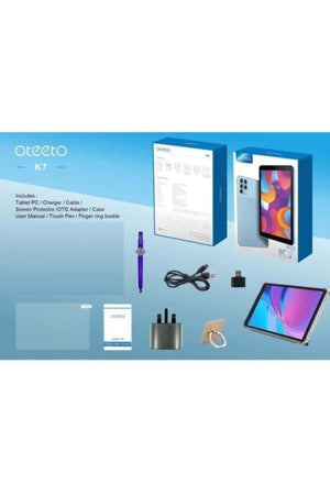 Oteeto K7 I inch Tablet with wifi and 5G – 8GB RAM/ 256GB Memory – Gray