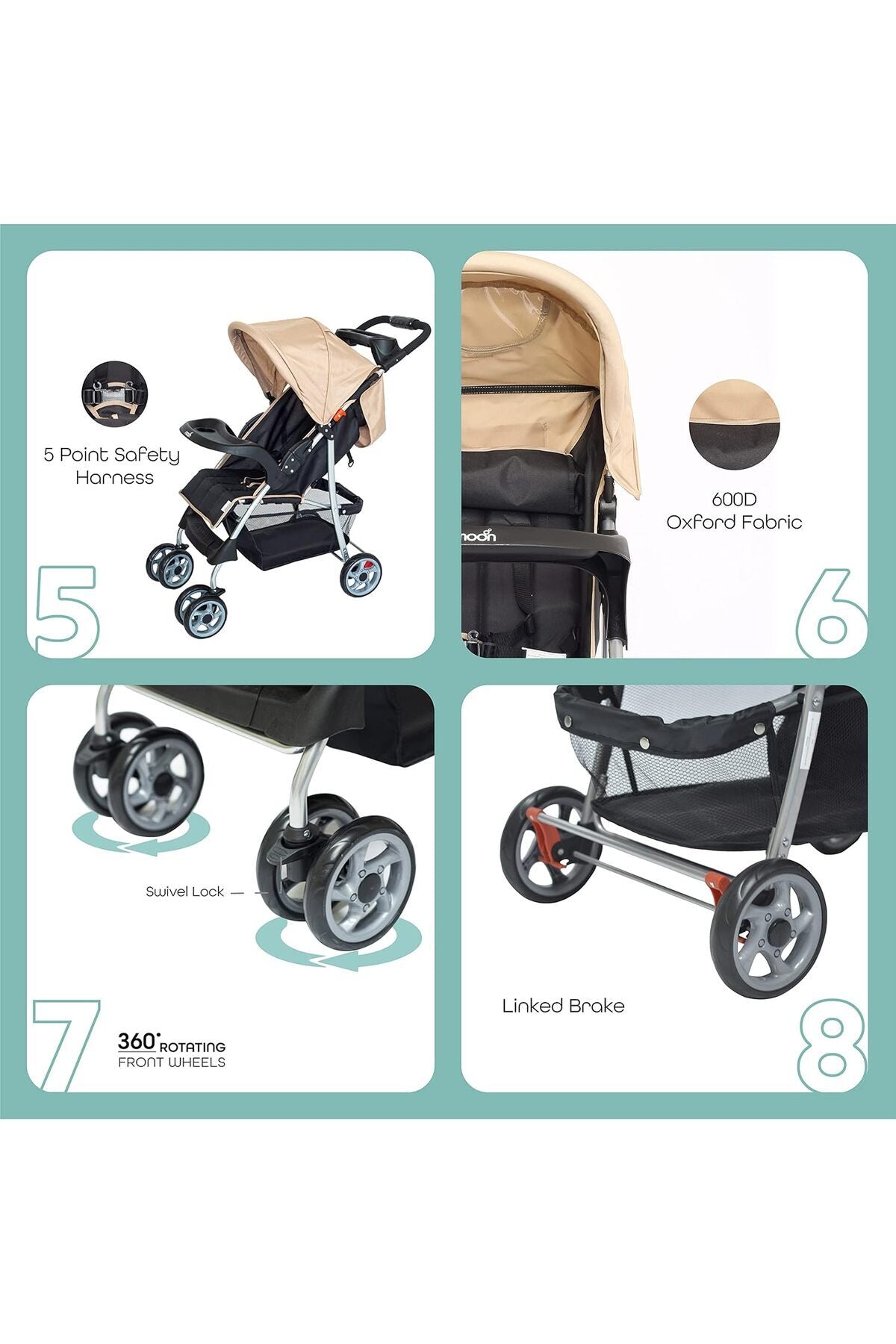 MOON Trek - One Fold Stroller - Beige