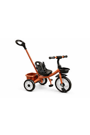 StarMarz Kids Tricycle with Push Handle | Toddler Ride-On Bike with Safety Seat, Backrest & Storage Basket | Baby Trike for Boys & Girls (1–4 Years) - Brown