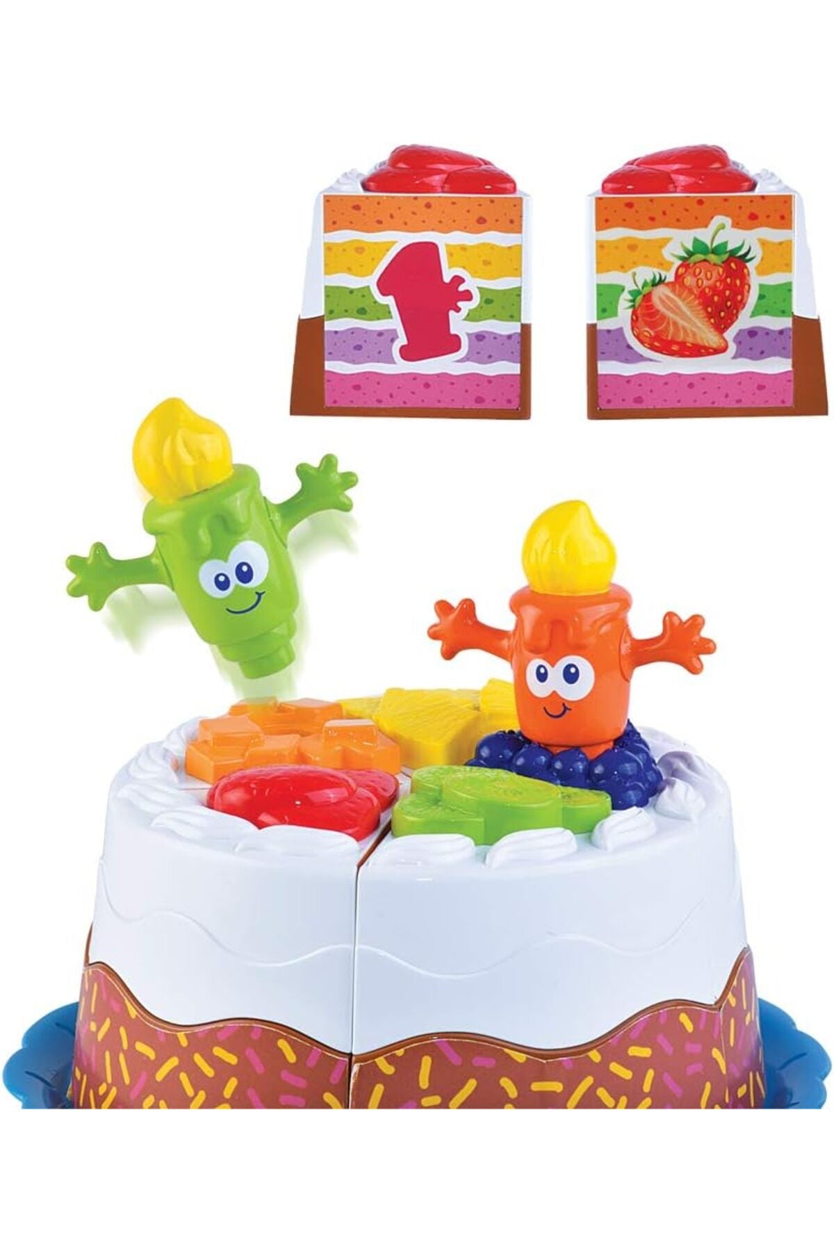 Little Learners Match N Stack Birthday Cake Toy for Toddlers Colorful Pretend Play Cake with Stackable Pieces and Shape Matching Early Learning Set