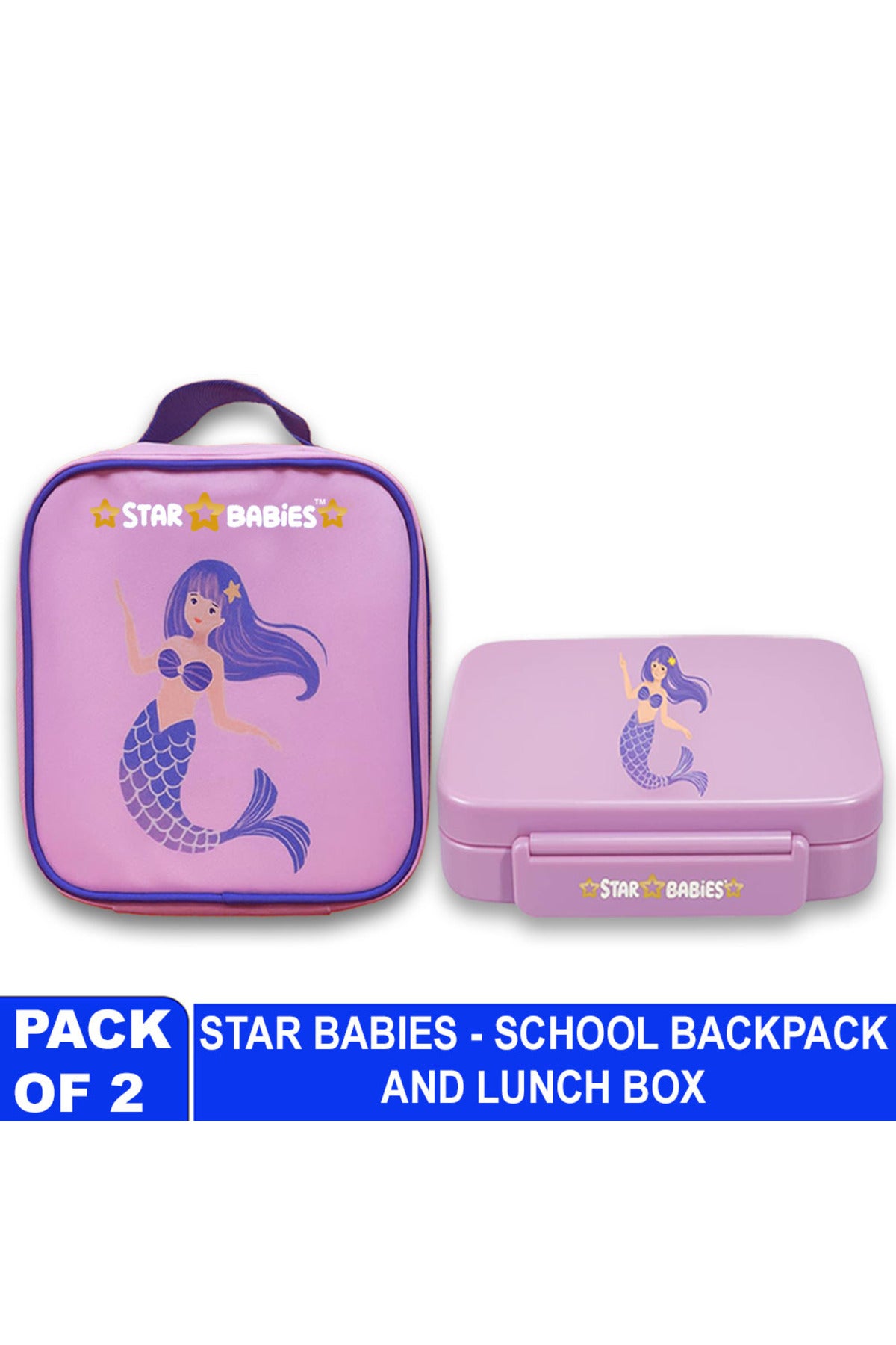 Star Babies - Star Babies Little Mermaid Bento Lunch Box with 4 Compartments, BPA Free, Leak-Proof with insulated Lunch Bag