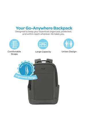 MOON School Backpack, Lightweight Backpack with Laptop Compartment-  Grey