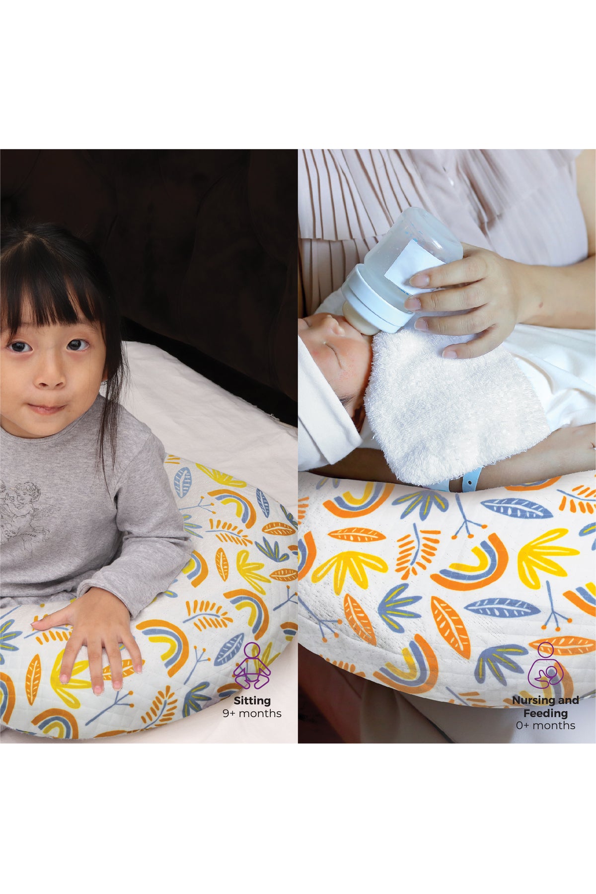 MOON Portable Nursing Breast Feeding Baby Support Pillow Cushion  With Washable Zippered Cover-Rainbow