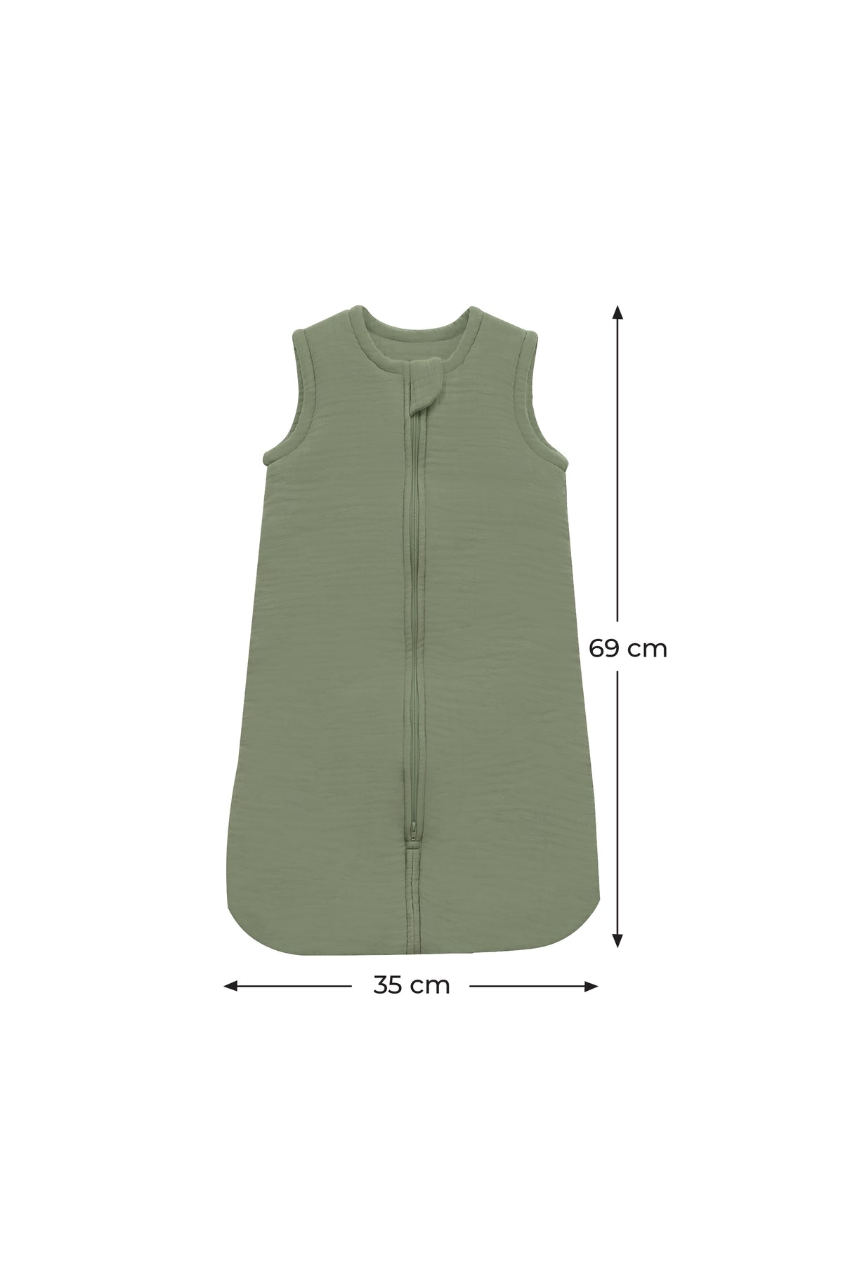 MOON Organic Crinkle Muslin Sleep sack  2.5 Tog (6-12Months )-Green