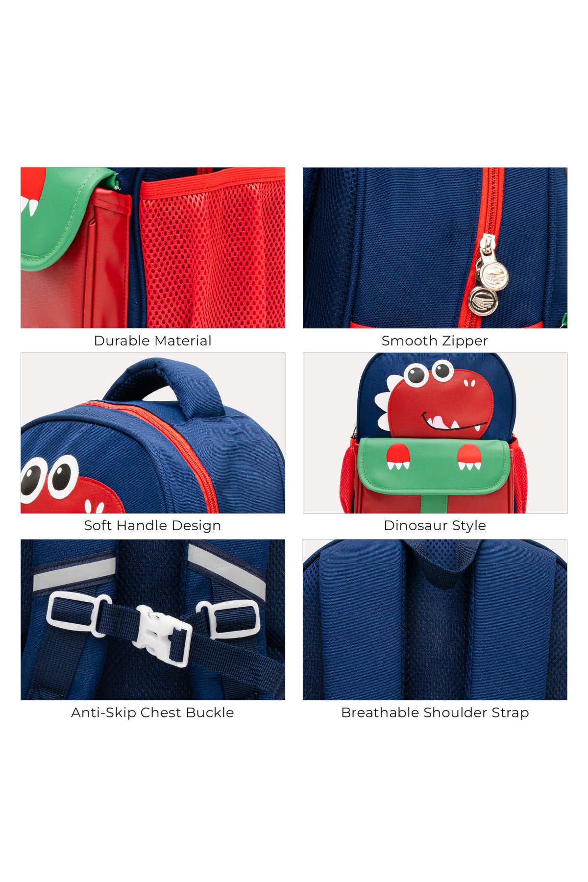 MOON Kids Backpack  – Comfy 3D Design,Padded Straps, Waterproof-Perfect for Preschool, Nursery, Snacks & Lunchbox-Dino
