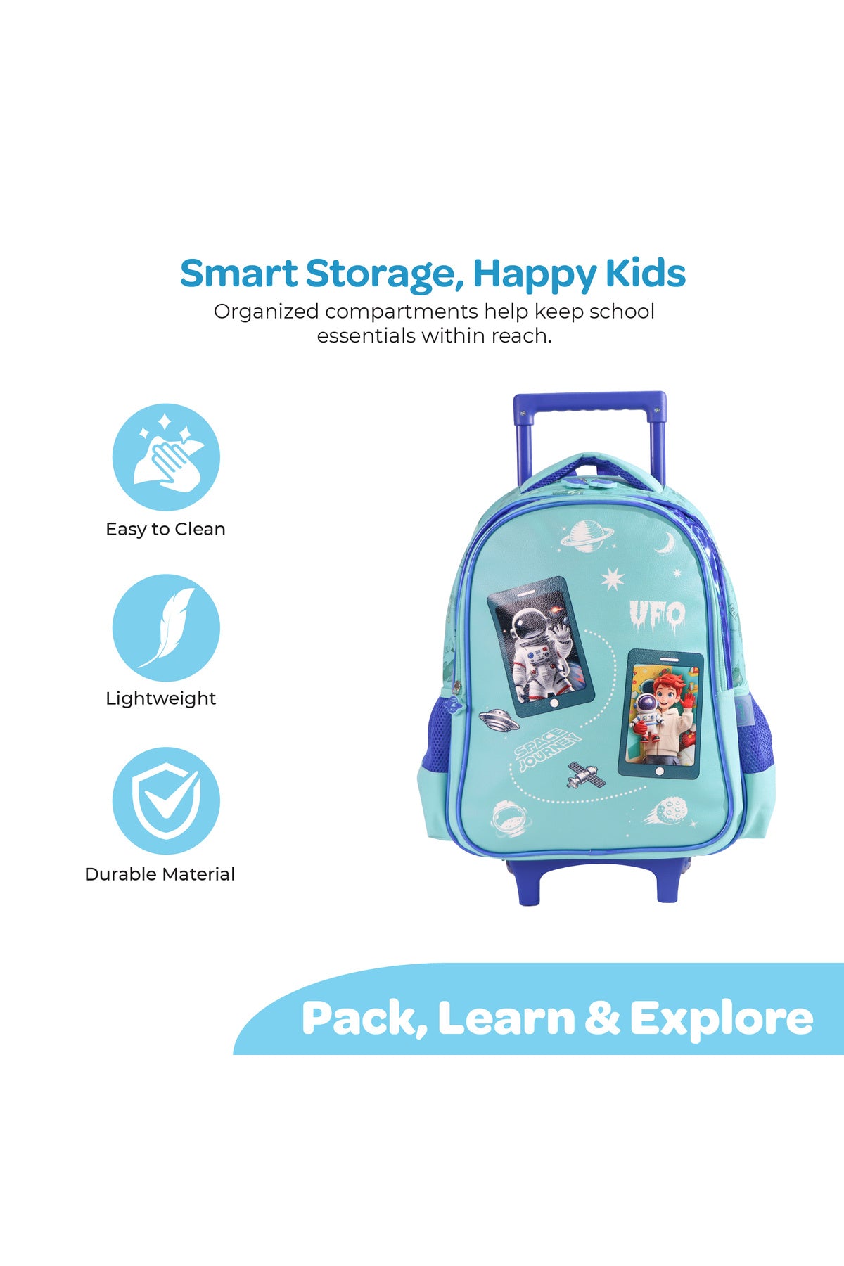 MOON  Astronaut 3 in 1 Trolley Set   - (16-Inch) Premium Kids School Bag with Lunch Bag & Pencil Case