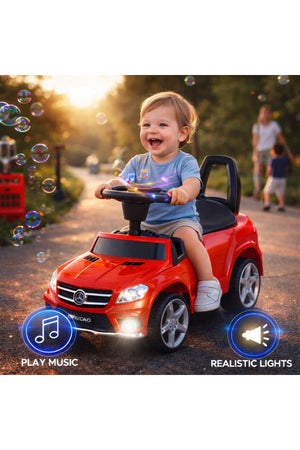 StarMarz Luxury Ride-On Push Car – Premium Foot-to-Floor Baby Car with Steering Wheel, Backrest Support & Smooth Wheels – Indoor/Outdoor Toddler Ride-On Toy (1–4 Years) – Red