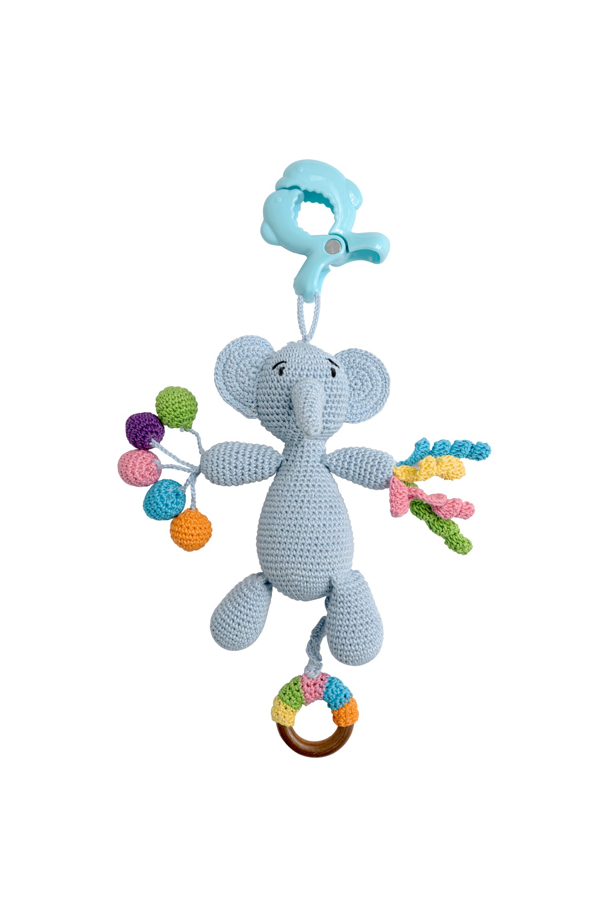 MOON Handcrafted Crochet  Toy with  Ring & Clip Hanger-Elephant