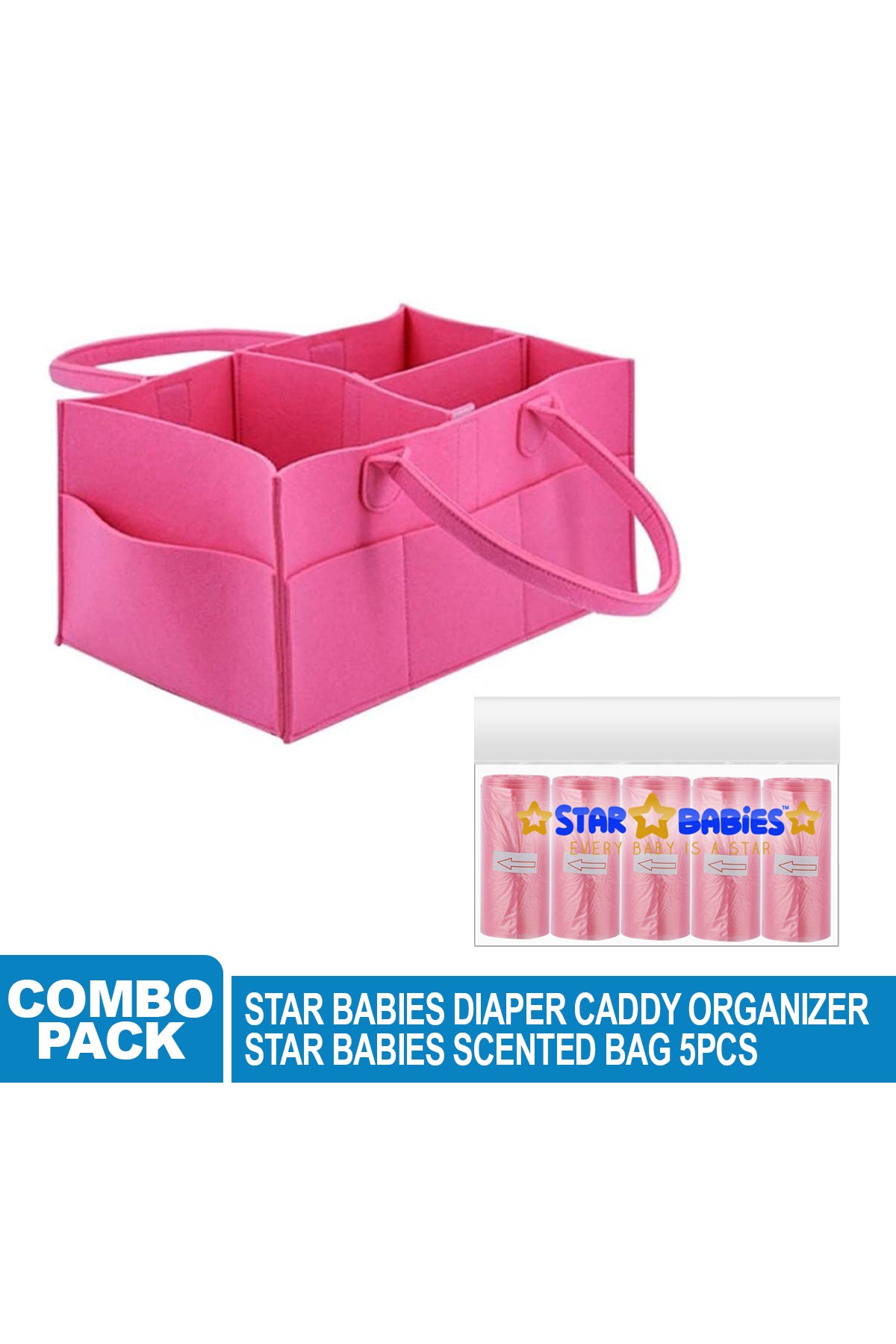 Star Babies - Caddy Diaper Bag Organizer W/ Scented Bag 5pcs - Grey Green