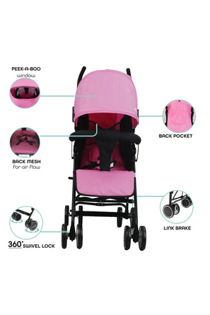 MOON Neo Plus Light Weight Travel Stroller,Pink