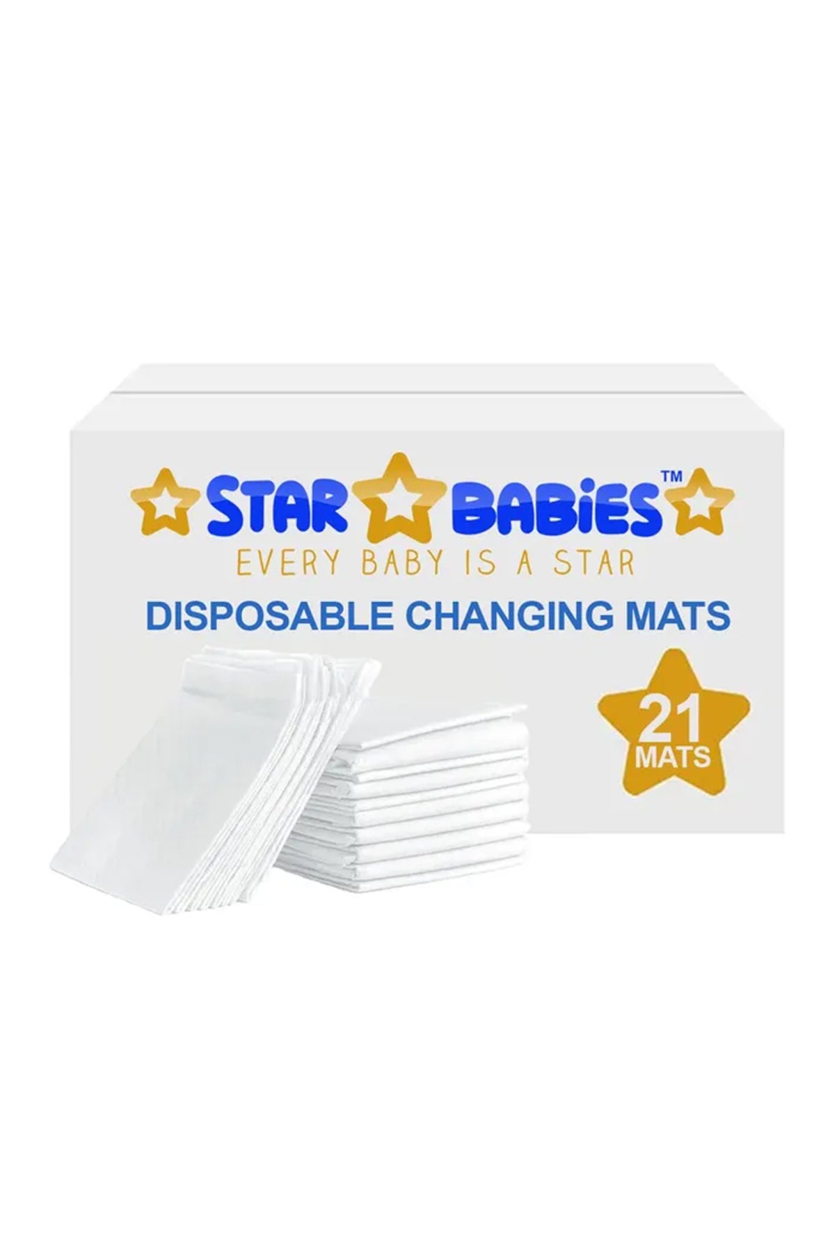 Star Babies Disposable Diaper Changing Mats Pack of 21 - White