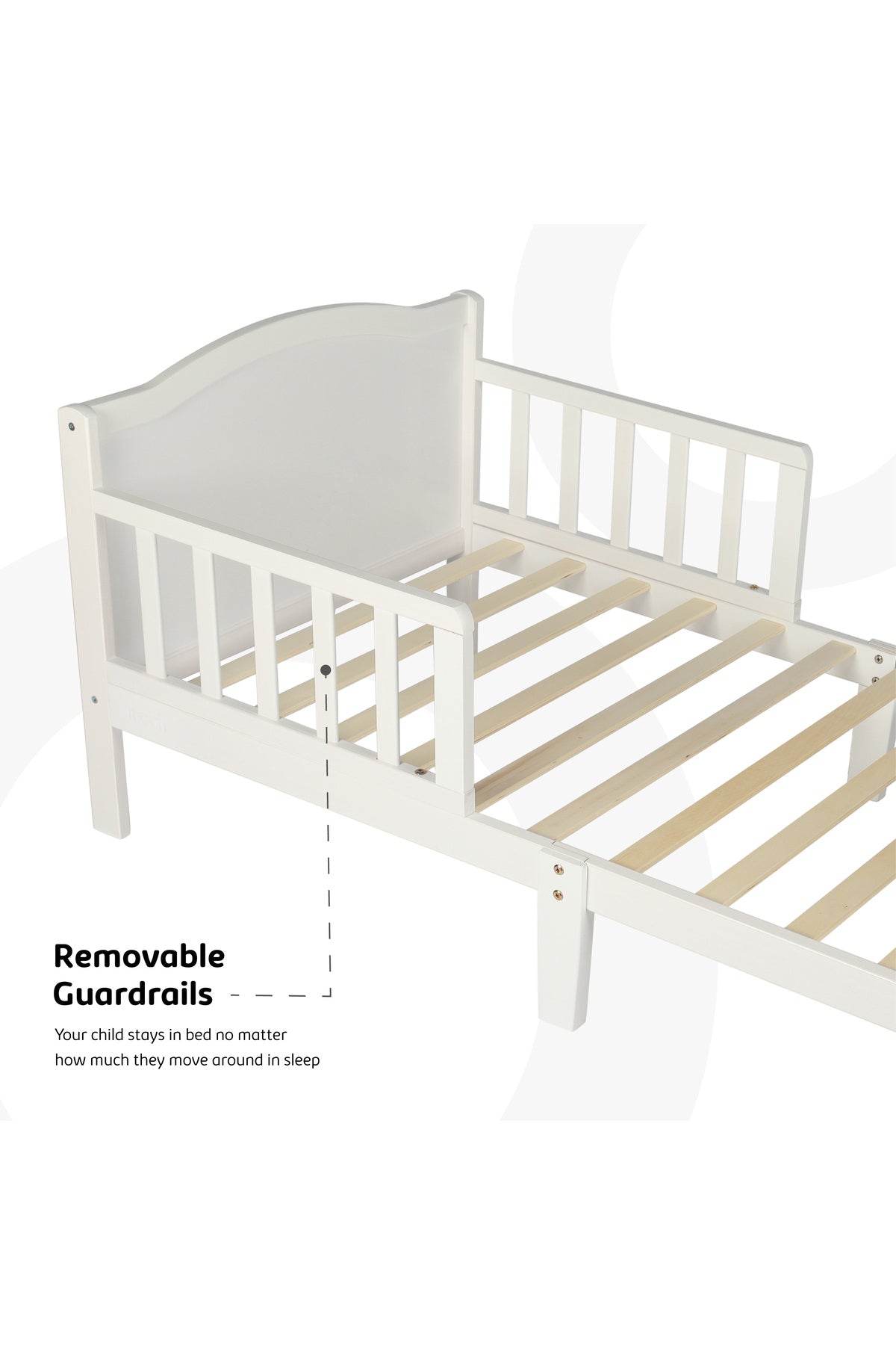 MOON Wooden Toddler Bed(143 x 73 x 60) -White