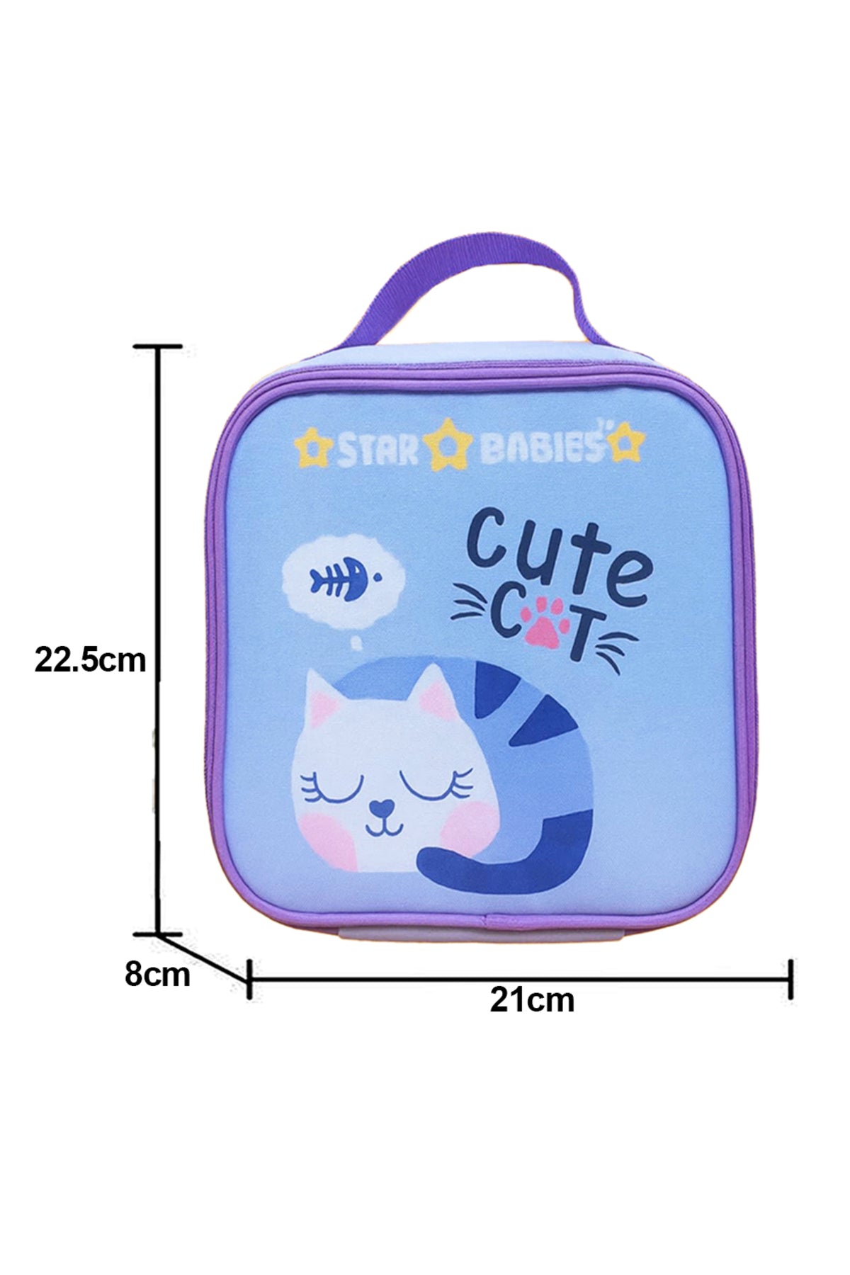 Star Babies  Cute Cat Themed Bento Lunch Bag , Toddler-Friendly, 3 Years+, Easy to clean -with 500ml Stainless Steel Water bottle