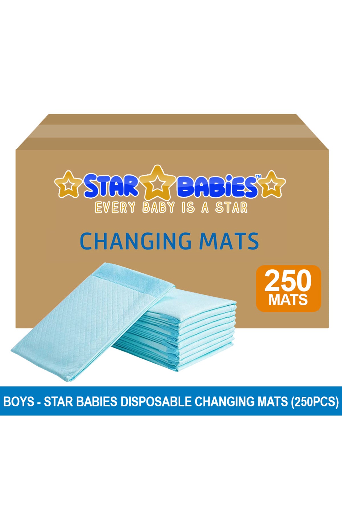 Star Babies Blue Disposable Changing Mats - Pack of 250