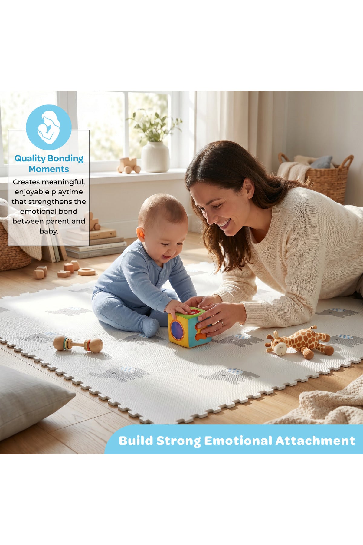 MOON Elephant Baby Puzzle Playmat | EVA Foam Floor Mat | Multicolour | 10 Months+