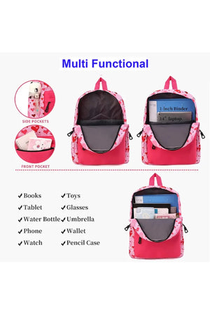 Star Babies - School Backpack With Eco Friendly - BPA Free Lunch Box, Water Bottle 550ml - Pink