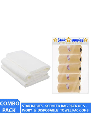 Star Babies - Scented Bag 5pcs with Disposable Towel 3pcs - Ivory