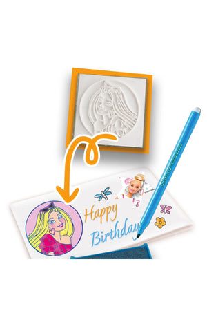 Multiprint Barbie Greeting Card Maker – Includes 30 Stickers, 20 Cards, 10 Markers, 5 Stampers & 1 Ink Pad – DIY Card Craft Set for Kids