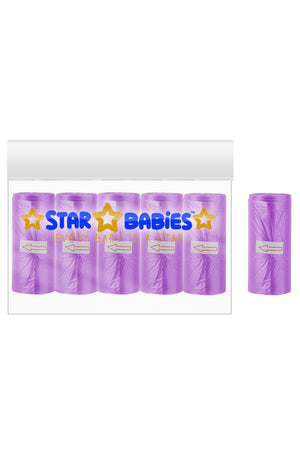 Star Babies - Scented Nappy Bag - Pack Of 6 - 90 Bags - Lavender