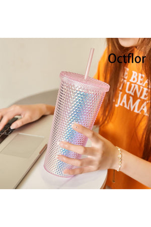 Star Babies - Shiny Bling Glitter Dimond Bottle With Lid And Straw - Multicolor - 750ml