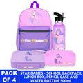 Star Babies 16-Inch Mermaid Themed Children's Backpack with 5 compartment Bento lunch box , Stainless steel water bottle and Dual Zipper Pencil Case