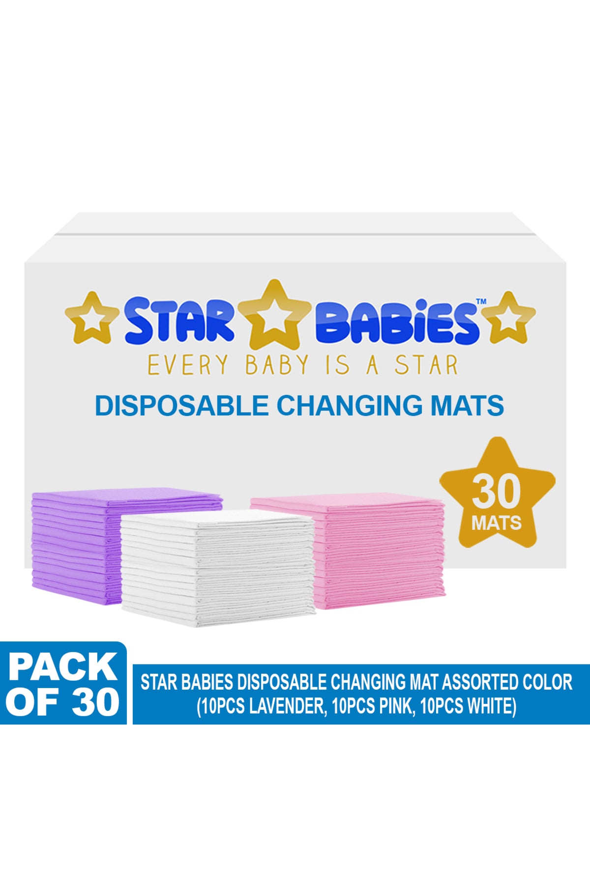 Star Babies - Disposable Changing mats (45x60cm) Large - Color May Vary - 30 pcs