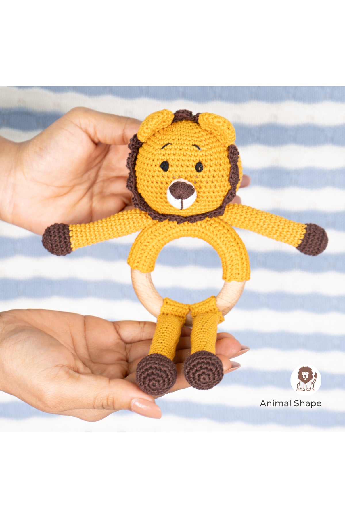 MOON Handcrafted Crochet  Toy with Cuddle Ring -Tiger
