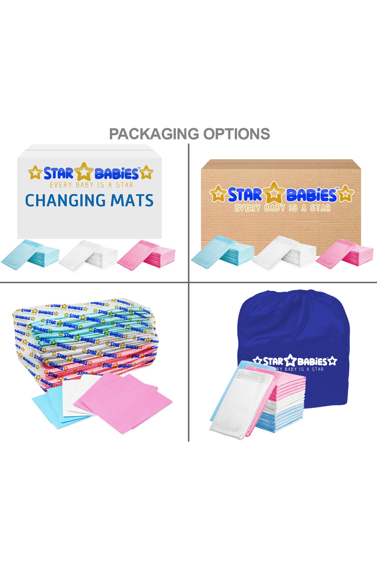 Star Babies Disposable Changing Mats, Blue, Piece Of 30