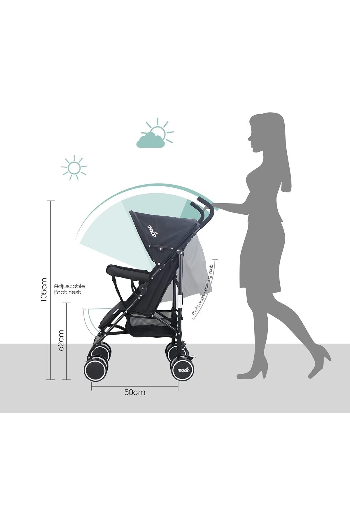 MOON Neo Plus Light Weight Travel Stroller,dark Grey