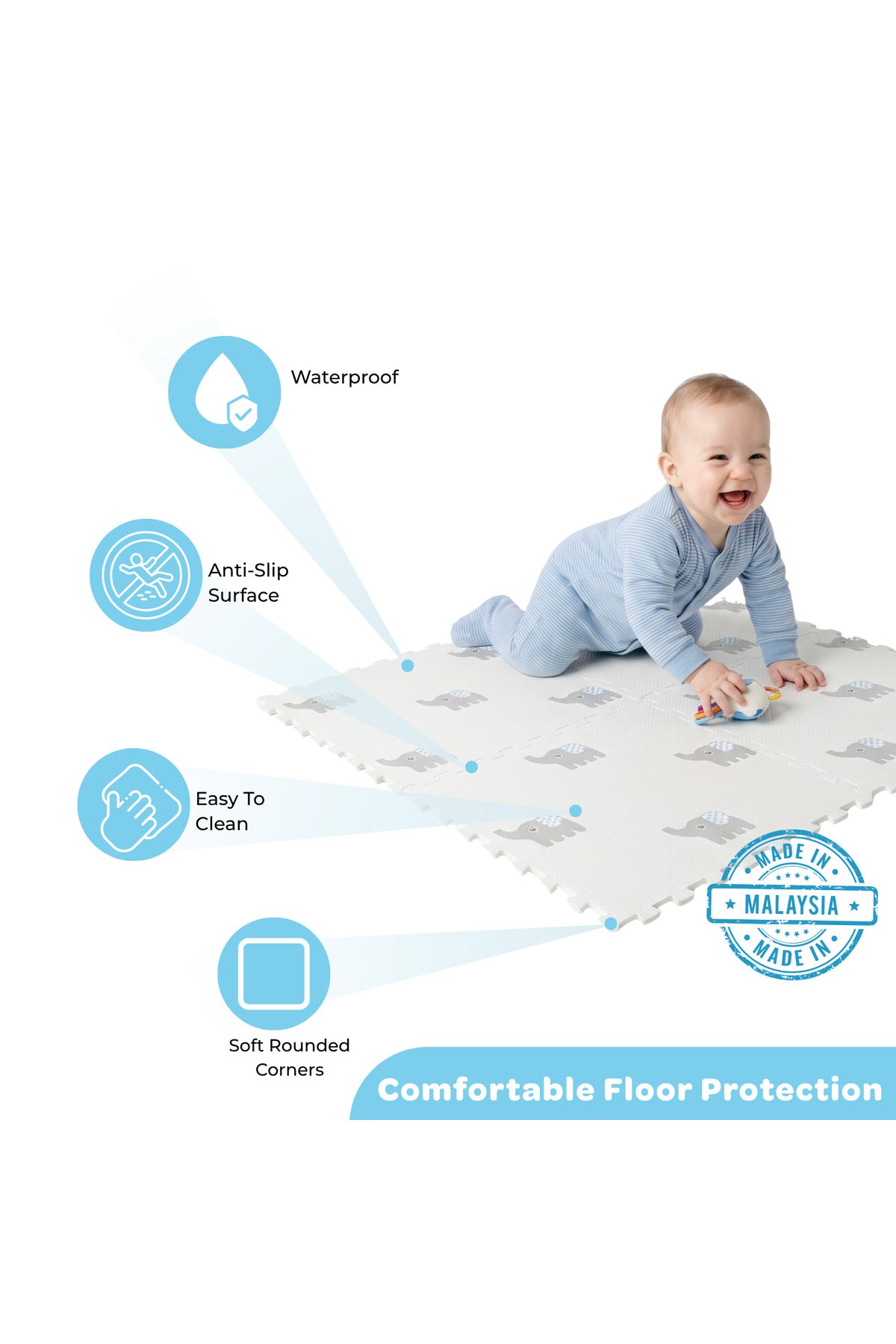 MOON Elephant Baby Puzzle Playmat | EVA Foam Floor Mat | Multicolour | 10 Months+