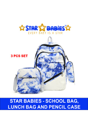 Star Babies - Backpack With Lunch Box Bag & Pencil Case 3pc Set - Blue