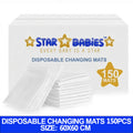 Star Babies  Disposable Changing Mats  60x60cm- Pack of 150 -White