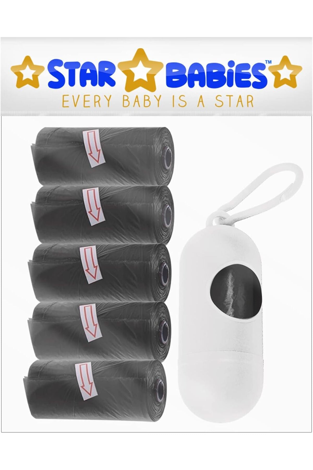 Star Babies Pack Of 5 Scented Bag Black With White Dispenser, Pack Of 1