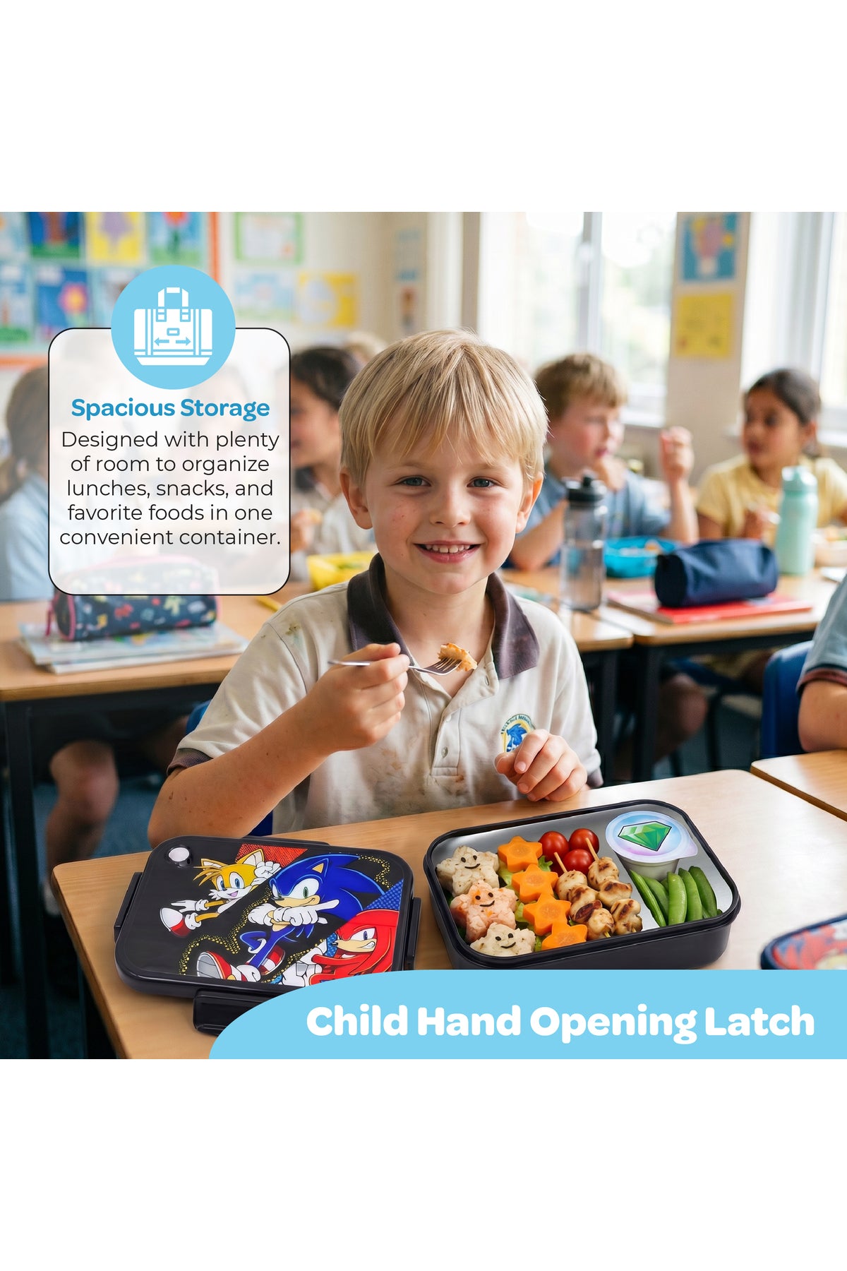 MOON Kids Lunch Box | PP + Stainless Steel Insulated Tiffin Box | Leak-Proof, BPA-Free, Durable School Lunch Box for Boys & Girls | Easy Open Clips | Food Safe Eco-Friendly Kids Meal Box