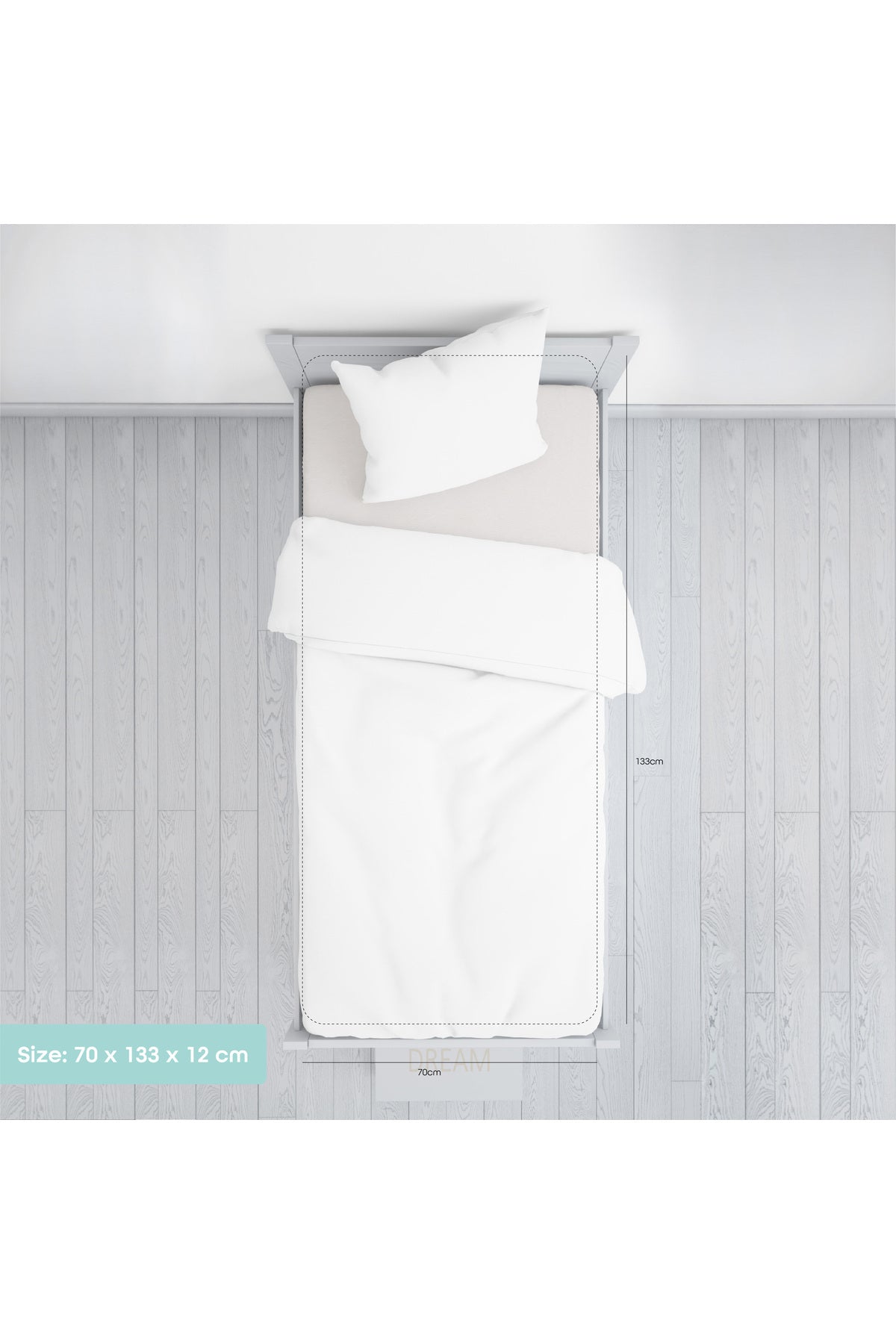 MOON  Premium 100% Cotton Terry, Breathable Waterproof Mattress Protector sheet with Skirt fit - 133x70x12 cm