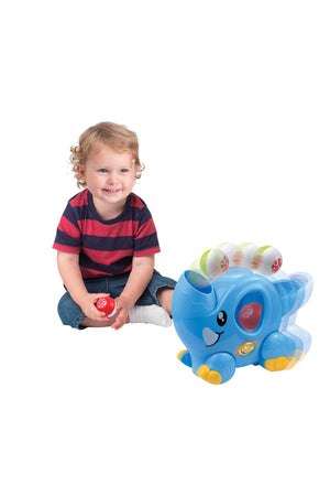 Little Learners Ball-Popping Elephant - Motorized Walking Toy with Flashing Lights & Sounds, Rotatable Trunk, Includes 2 Balls, 12M+