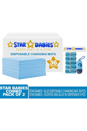 Star Babies Disposable Changing Mat + Scented Bag - Blue