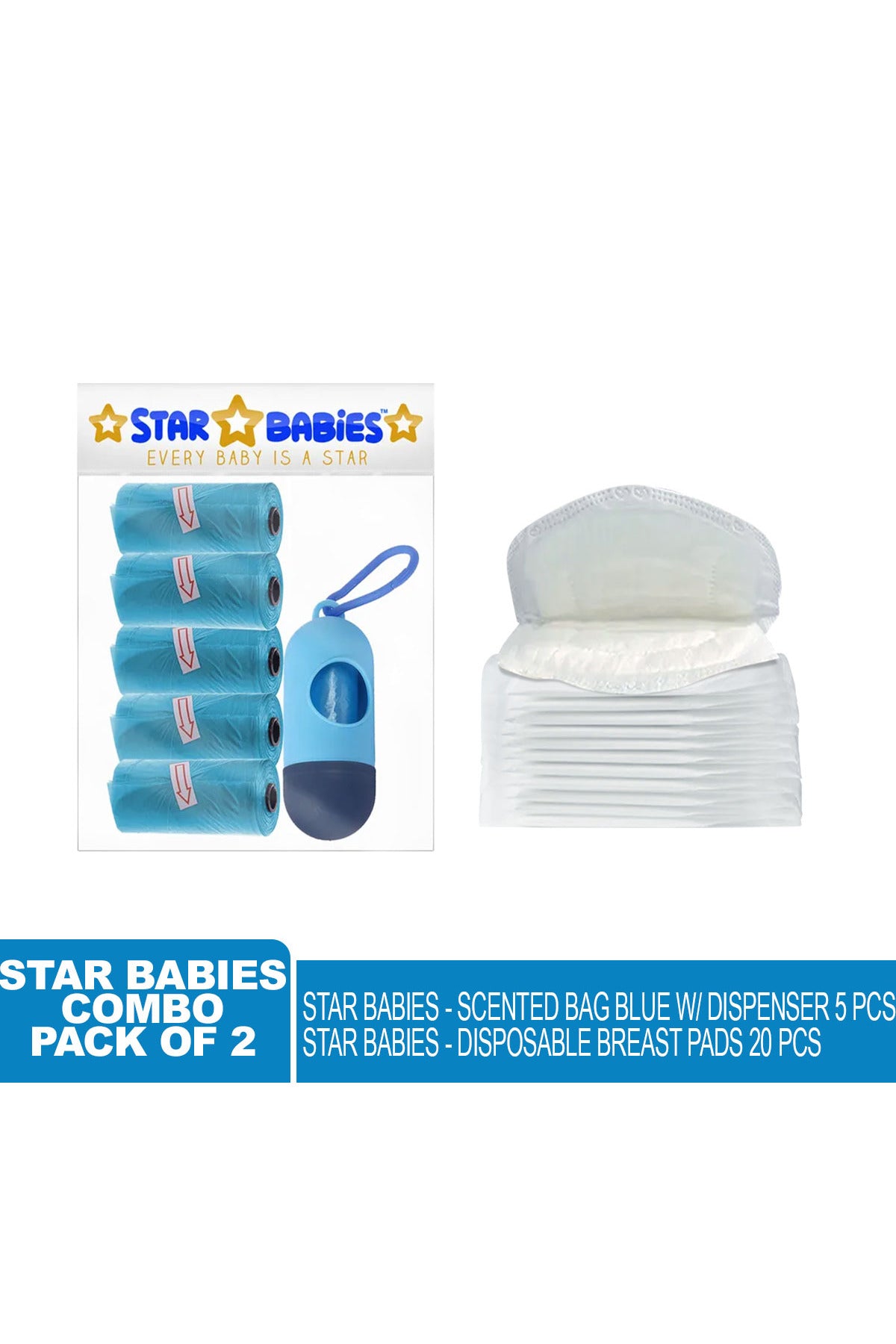 Star Babies Scented Bag + Dispenser + Breast Pad - Blue and White